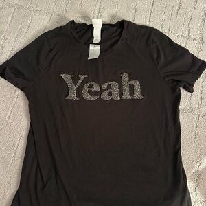 H&M Black Tee with Silver 'Yeah' Graphic
